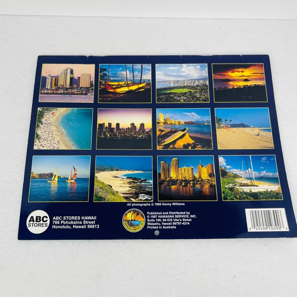 Vintage 1998 Beautiful Waikiki and Oahu Hawaii Wall Calendar Kenny Williams ABC